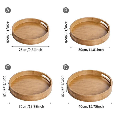 Multifunctional Big Sized 4 in 1 Bamboo Trays | Set of 4 | Eco Friendly & Durable | 40cm, 35cm, 30cm, & 25cm