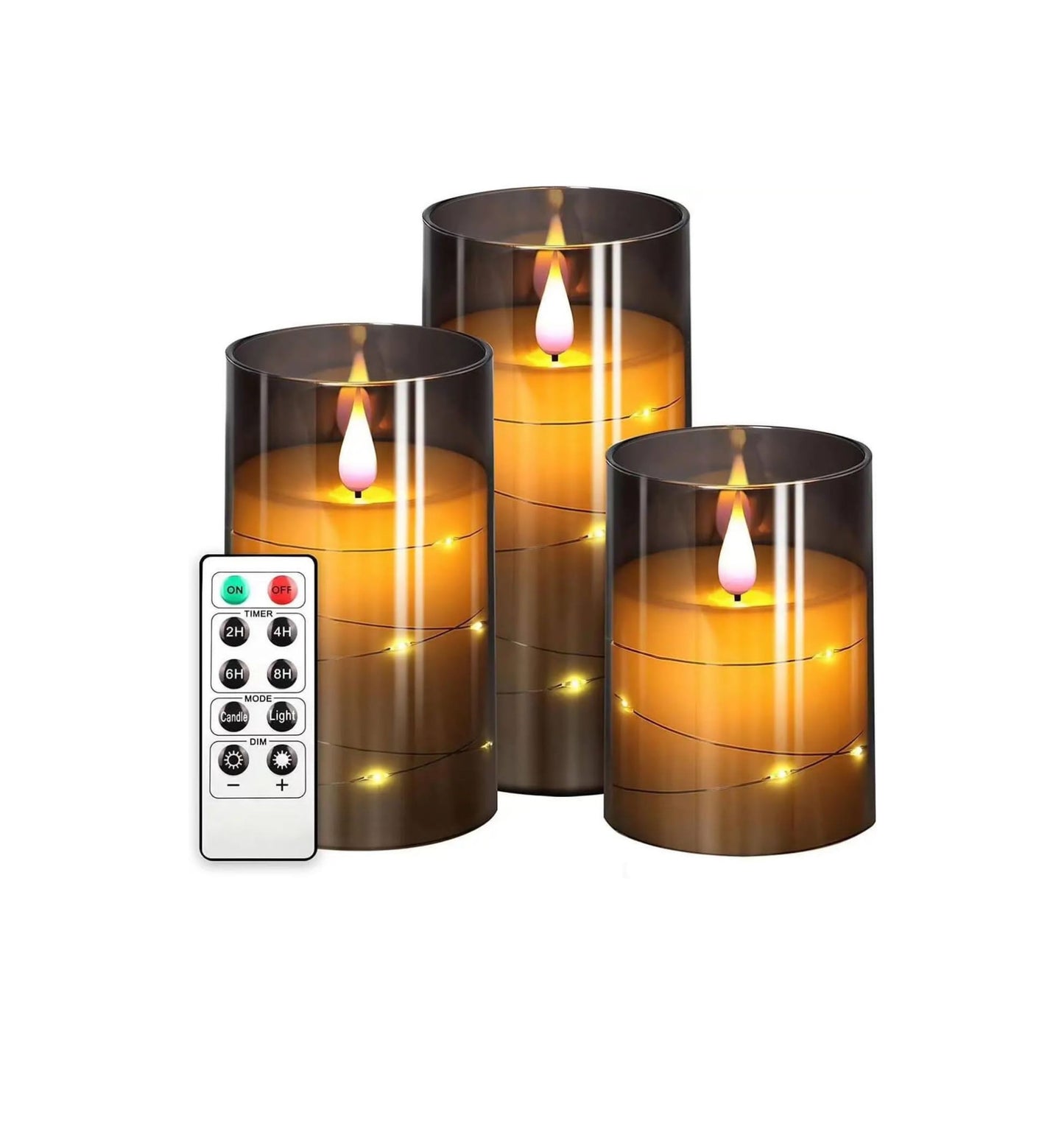 Battery Operated Neoglint Flickering Flameless Candles – Remote Control & Timer – 5 Levels Dimmable LED, 2 Light Modes – Set of 3 (15cm, 12.5cm, 10cm) – Interchangeable for Indoor & Outdoor Décor, Parties, Weddings, Christmas