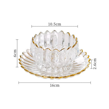 European Style Delicate Flower Glass Bowl | Elegant Clear Bowl for Fruit, Dessert, and Salad