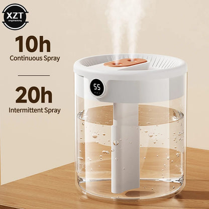 2L Double Nozzle Air Humidifier with LCD Humidity Display | Large Capacity Aroma Essential Oil Diffuser for Home