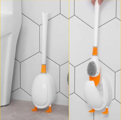 Duck shaped toilet brush holder + silicone toilet brush