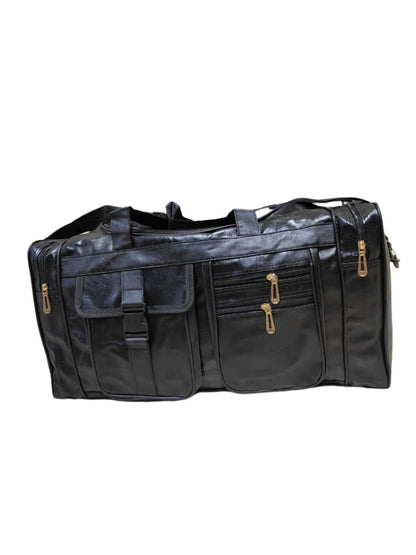 PU Leather Travel Duffel Bag | Black | 60x30x25 cm | Ideal for 2 Week Trips