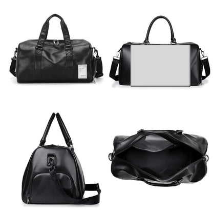 High Quality Leather Duffle Bag | Black | 46x28x25 cm | Ideal for Business, Gym, and Travel