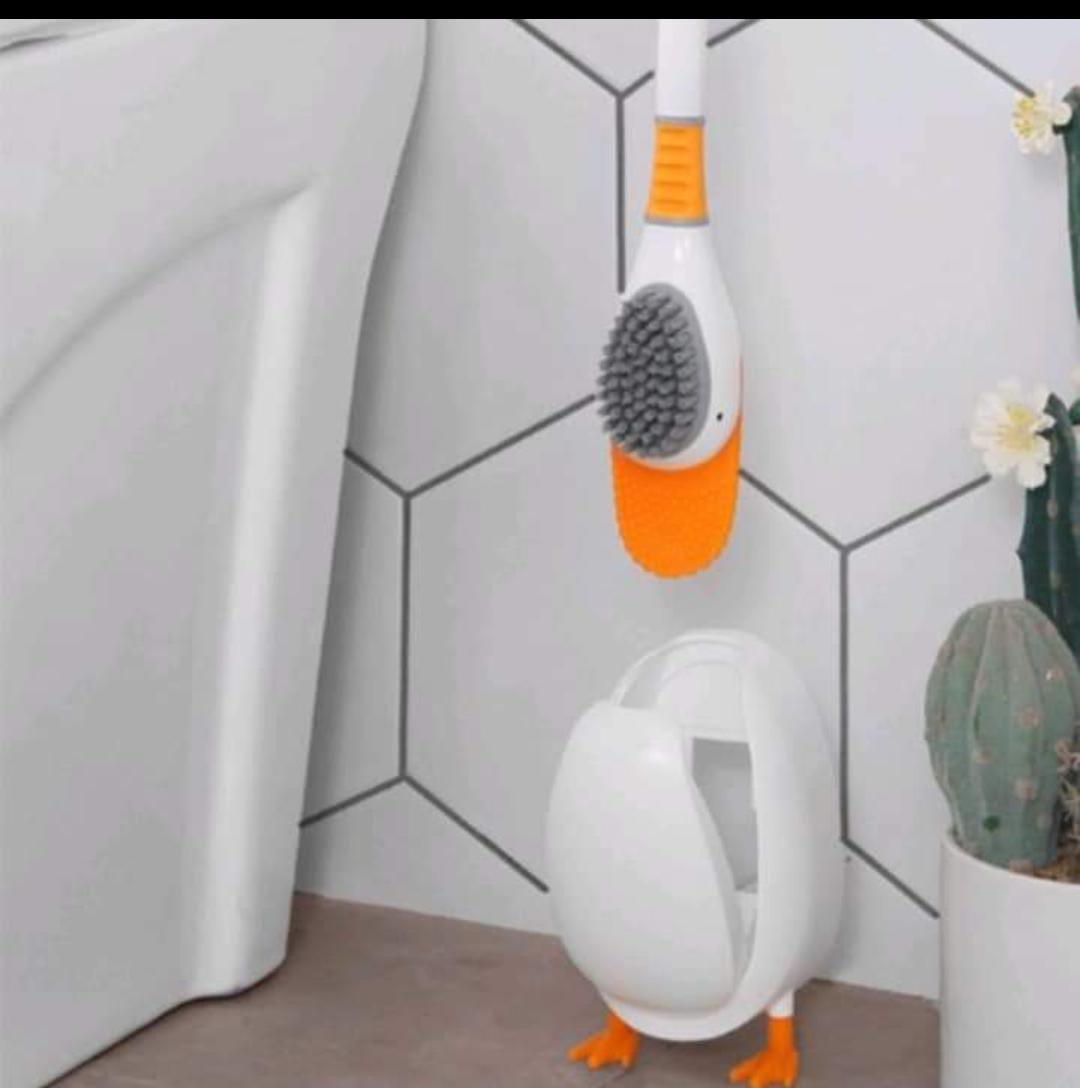 Duck shaped toilet brush holder + silicone toilet brush