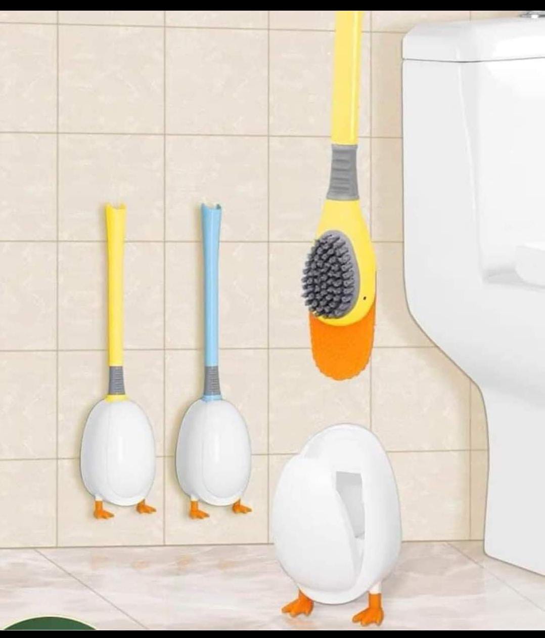 Duck shaped toilet brush holder + silicone toilet brush