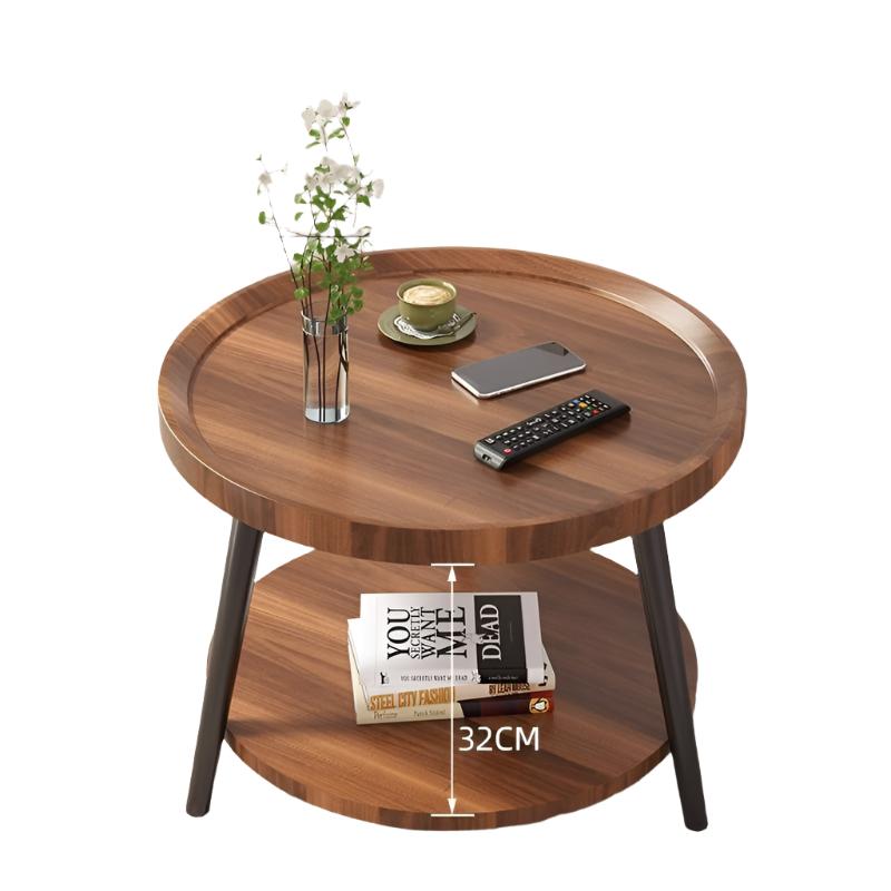 2-Layer Bamboo Round Coffee Table