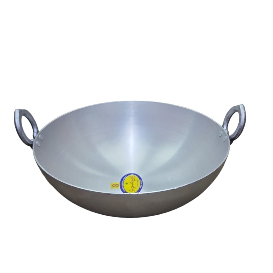 Signature Aluminium Karai Deep Frying Pan with Handles | Lightweight, High-Temperature Cookware