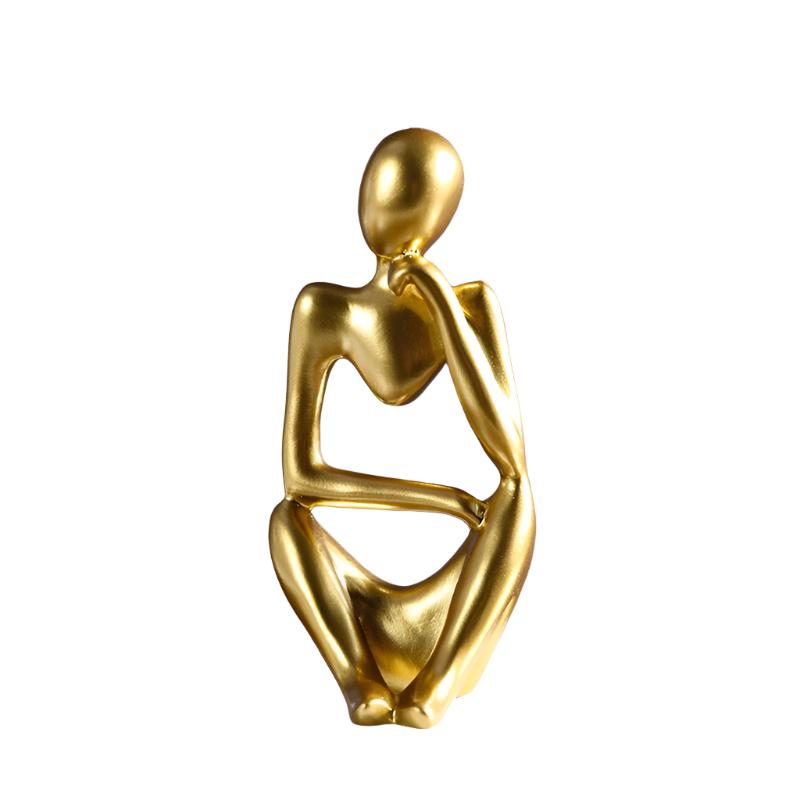 Modern Durbale Resin Thinker Statue Decor Abstract Art Sculpture | Home Living Room Office Shelf Sculpture Decoration | Artistic Sculptures Gold Black White