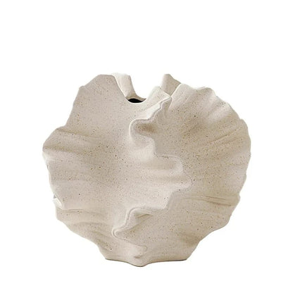 High Quality Ceramic Vase with Irregular Folds and Petal Shape Elegant and Artistic Home Office Decor