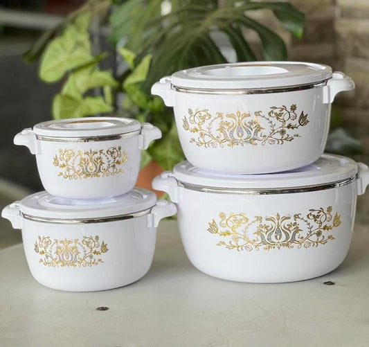 Set of 4 White Casserole Dishes | Classic Ceramic Serving Dishes | Ideal For Both Hot & Cold Dishes