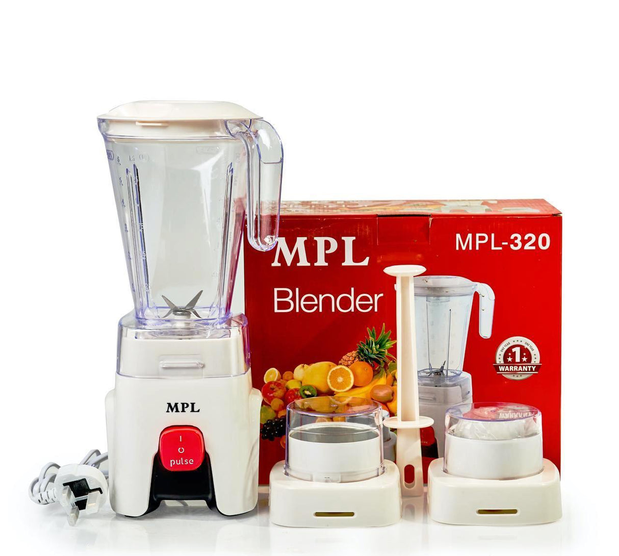 3in1 Primdel MPL Blender | Sleek White Multi-Function Blender, Chopper & Grinder | Adjustable Speed & Easy Clean Design