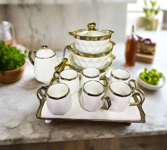 17 Piece Tea Set and Soup Pot Collection | Elegant Tea Set | Durable Soup Pot