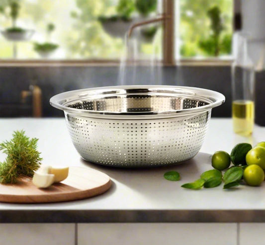 Durable Stainless Steel Washing Sieve | 32 cm Drainage Tray for Fruits & Vegetables