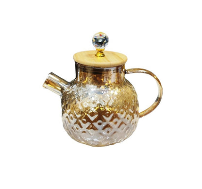 Golden Glass Kettle with Bamboo Lid