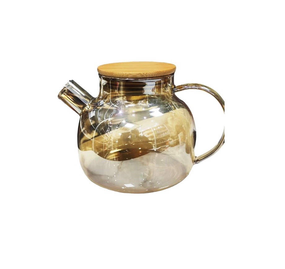 Golden Glass Kettle with Bamboo Lid