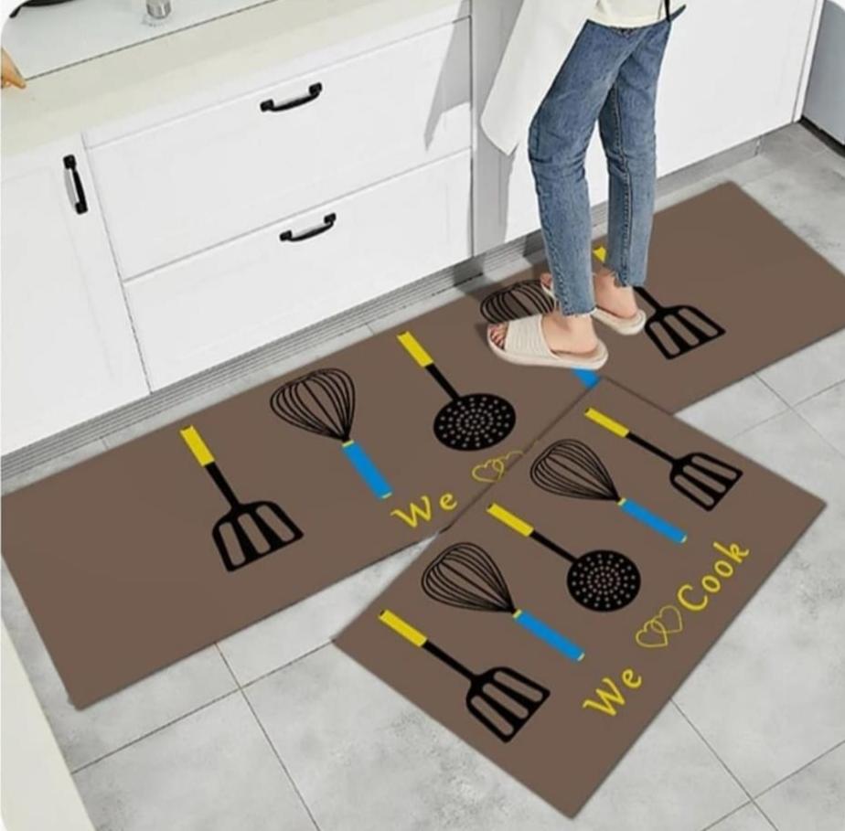 Rubber Kitchen Mats | 2 Piece Set | Multicolors | Durable, Non-Slip, and Easy to Clean