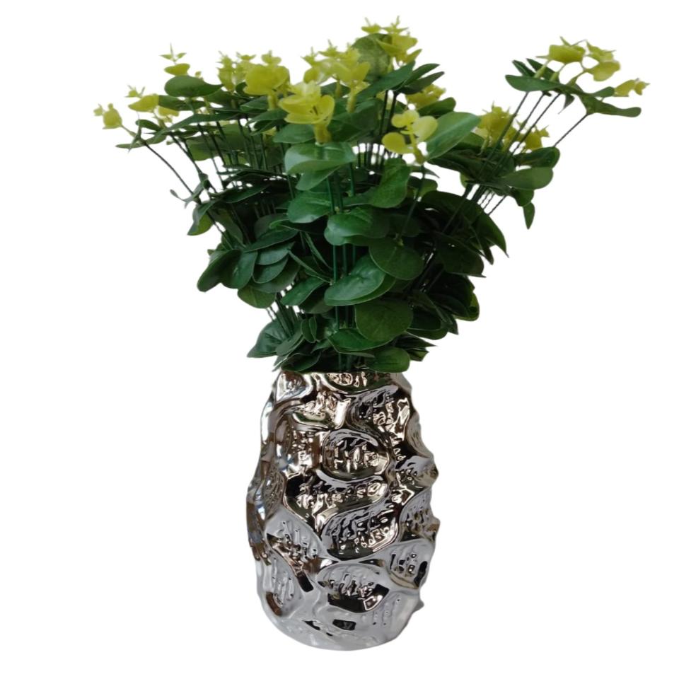 Silver Ceramic Vase | Sleek and Modern for Elegant Floral Displays | Living Rooms | Dining Rooms | Bedrooms | Desks | Reception Areas | Ealegant Event Styling Decor