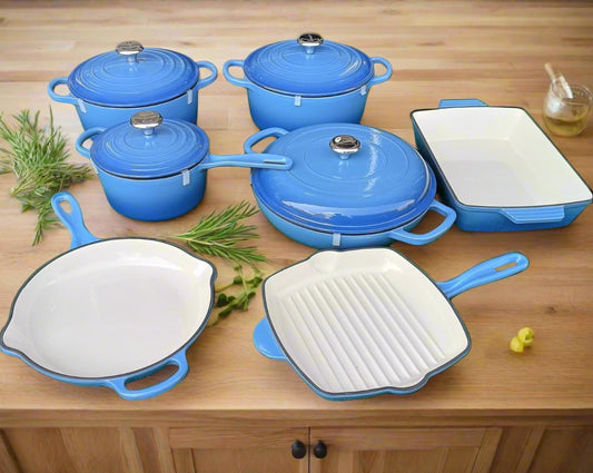 Enamel Cast Iron Cooking Pots | Casserole, Frying Pan, Grill Pan, Baking Tray – Multiple Sizes & Colors