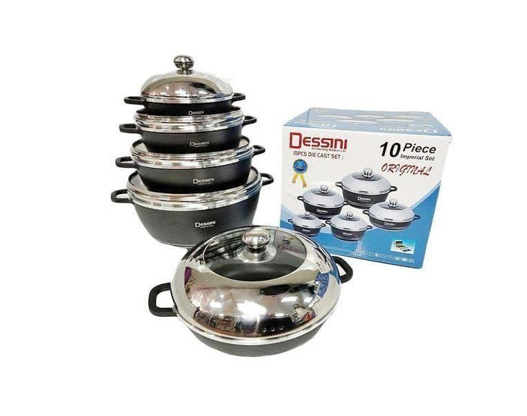 Dessini 10 Piece Imperial NonStick Coating Cookware Die Cast Set | Gas & Electric Compatible