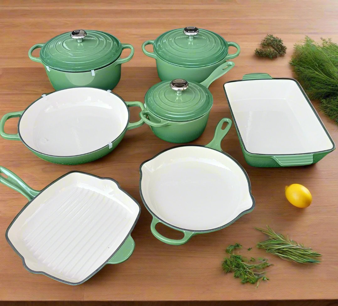 Enamel Cast Iron Cooking Pots | Casserole, Frying Pan, Grill Pan, Baking Tray – Multiple Sizes & Colors