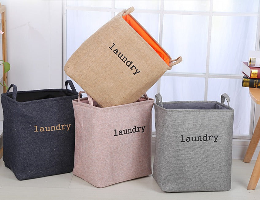 Cotton Linen Laundry Basket | Durable & Breathable Fabric | Rectangular Shape with Handles