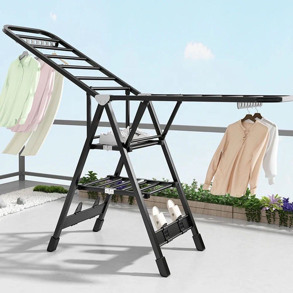 1.5 Meters Black Multifunctional Foldable & Movable Outdoor Drying Rack with Rotating Wheels| Socks |Underwear |Drying Rack Organiser