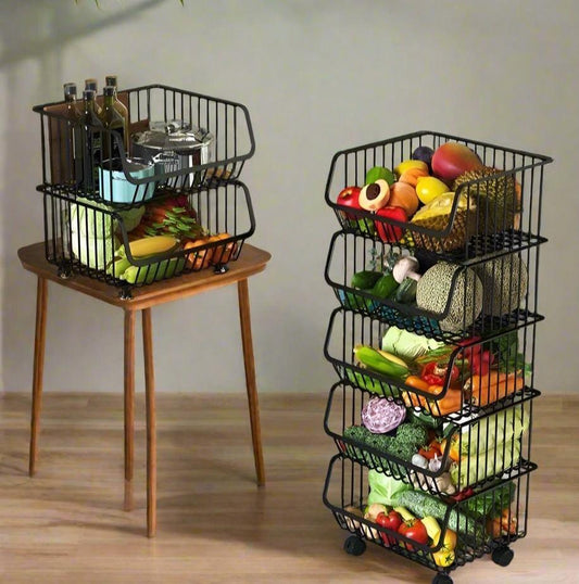 Metallic 4-Layer Trolley Mesh Rack