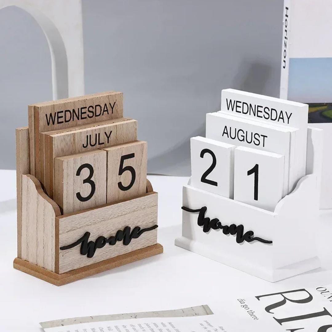 Elegant Wooden Office Decorations Desktop Calendar Ornament | Modern Design for Home & Office Organization