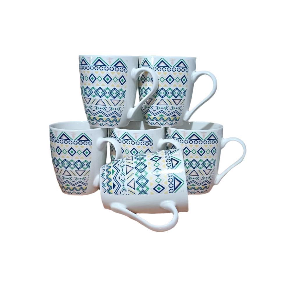 6 Piece Ceramic Flowered Tea Mugs Set | High Quality Ceramic | Elegant Floral Patterns