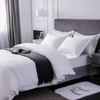 White Duvet Cover Set | 220x240cm | Includes Duvet Cover, Bedsheet, and Pillow Cases | Elegant and Comfortable