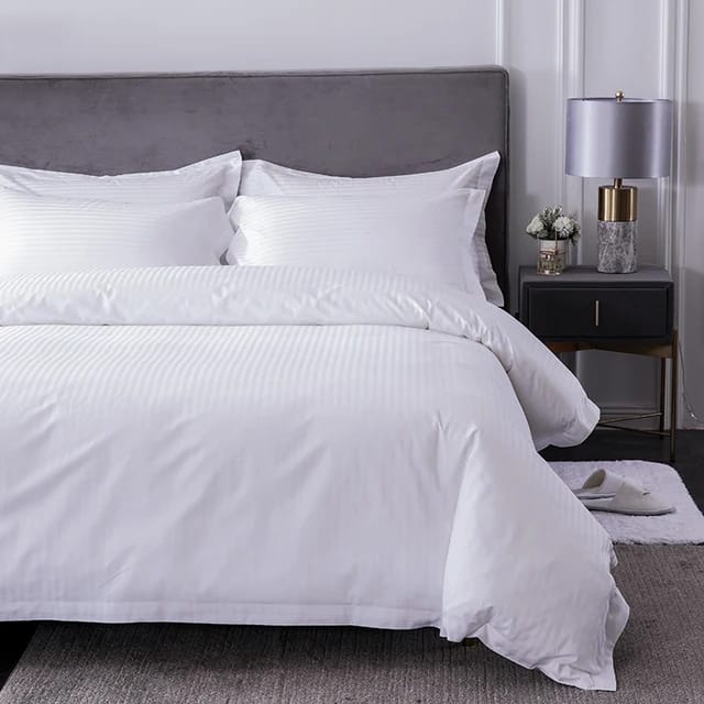 White Duvet Cover Set | 220x240cm | Includes Duvet Cover, Bedsheet, and Pillow Cases | Elegant and Comfortable