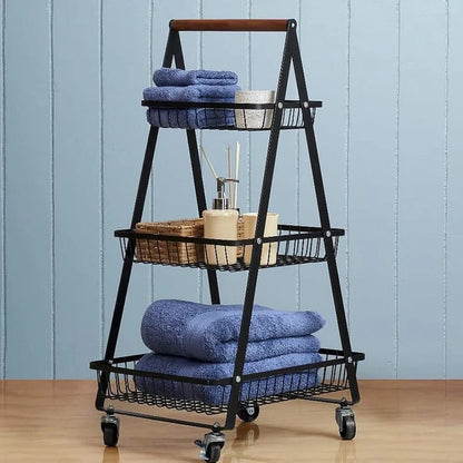 3-Tier A- Shape Metal Mobile Trolley Cart