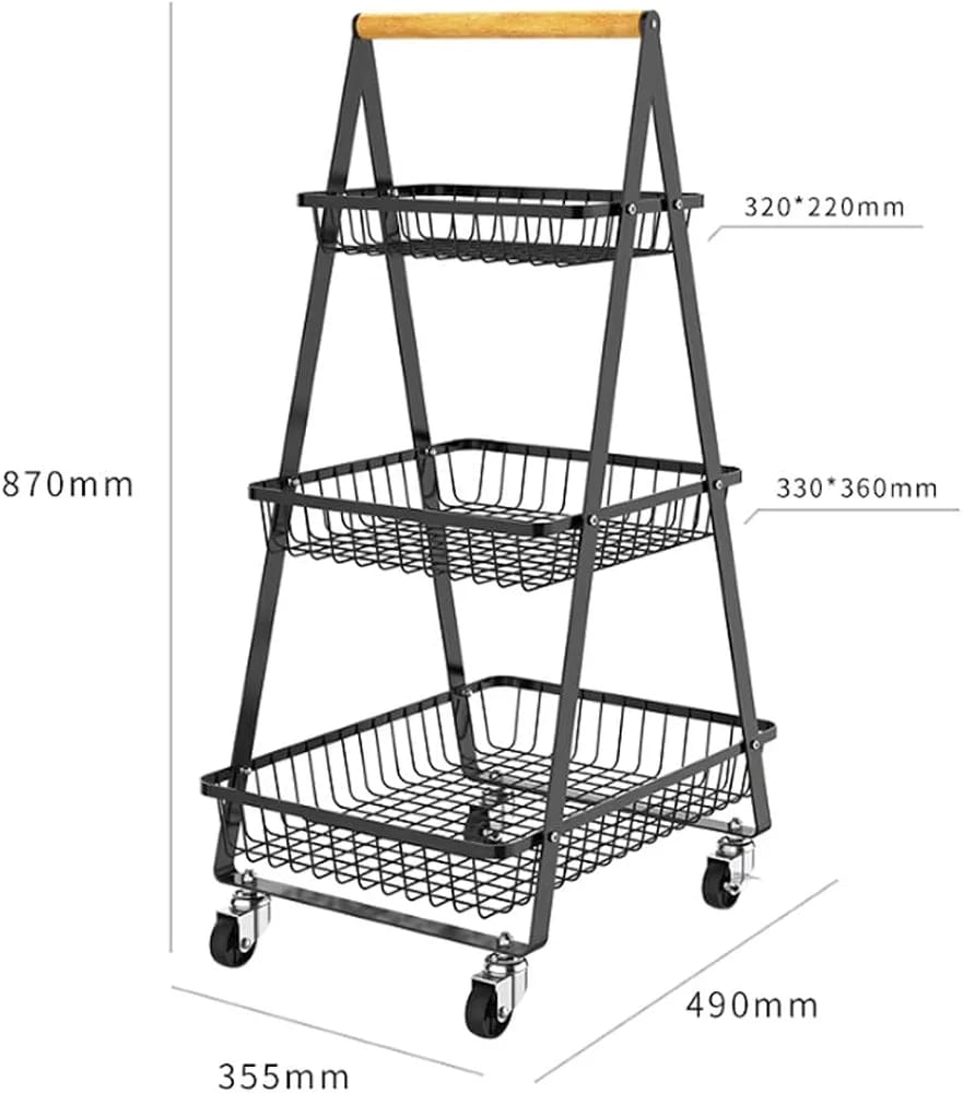 3-Tier A- Shape Metal Mobile Trolley Cart