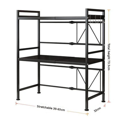 2 Tier Heavy Duty Telescopic Adjustable Microwave Stand | Carbon Steel | Adjustable 40-60cm Width