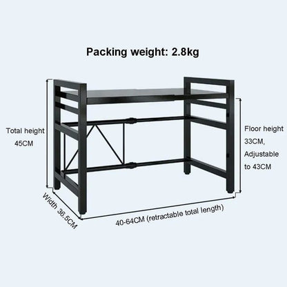 Single Layer Adjustable Microwave Stand | Heavy Duty | Carbon Steel with Stainless Steel Finish