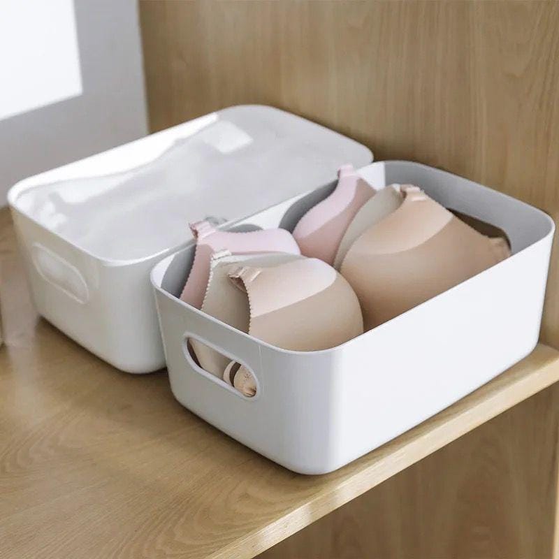 Multipurpose Storage Baskets | 30x20.5x12cm - White & Grey | General Home Storage