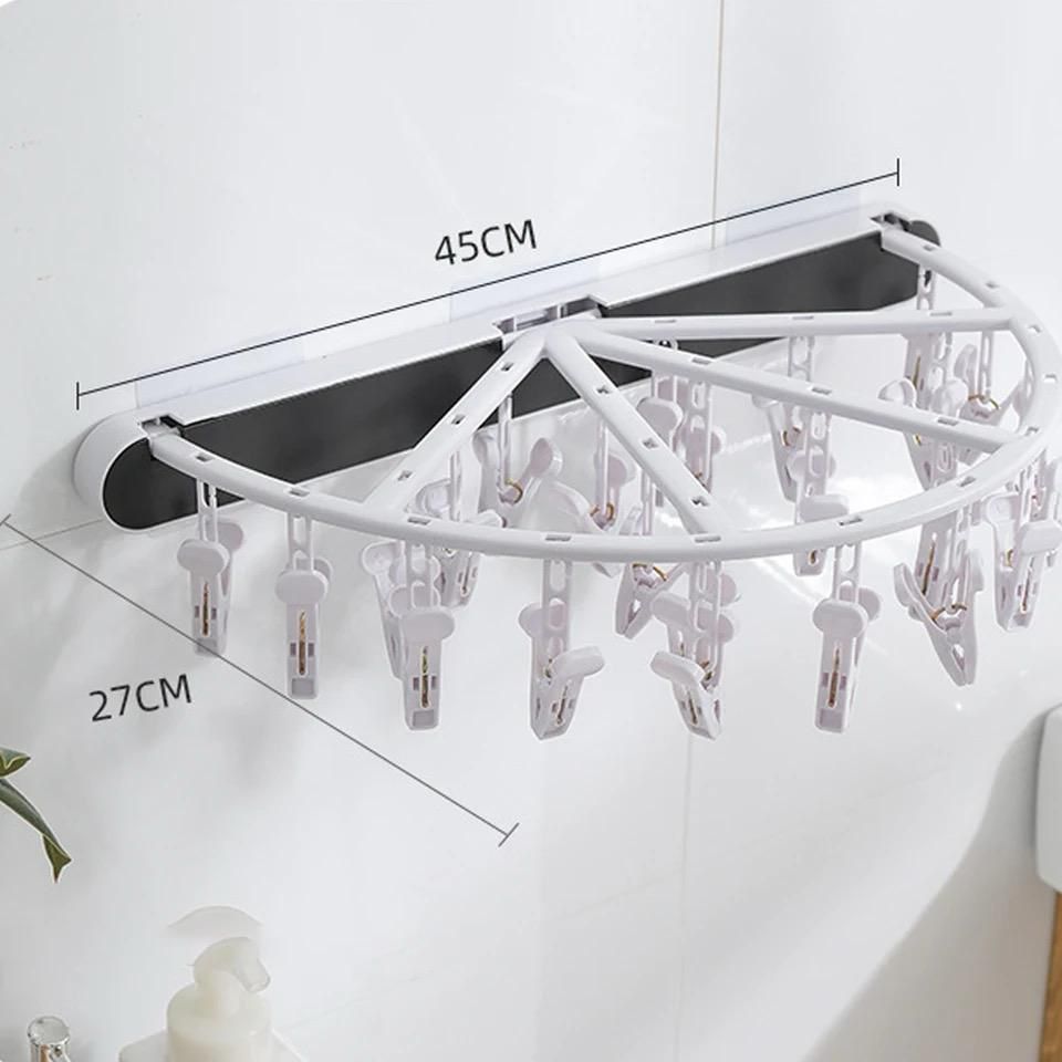 High Quality 24 Clips Foldable Clothes Hanger | Compact Multipurpose Drying Rack with Pegs |  45x27cm