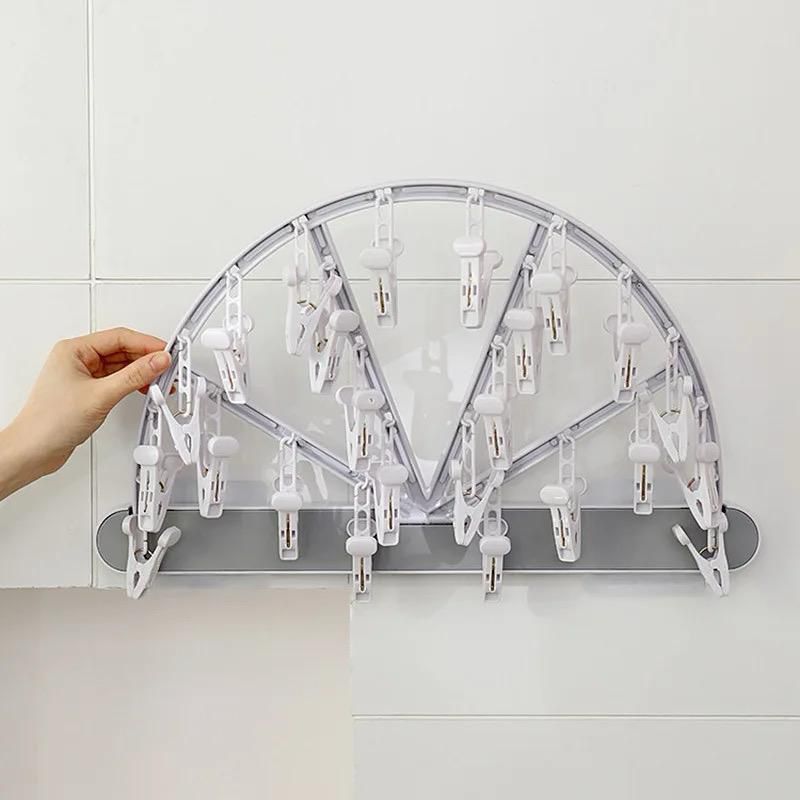 High Quality 24 Clips Foldable Clothes Hanger | Compact Multipurpose Drying Rack with Pegs |  45x27cm