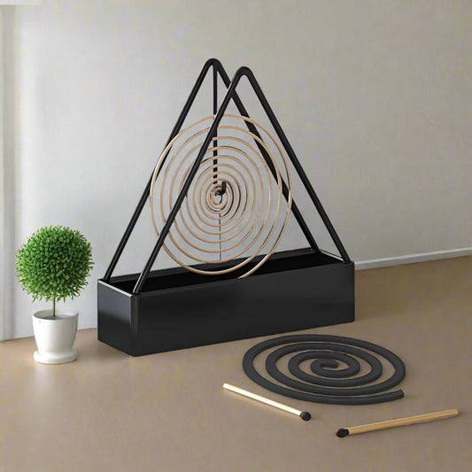 Creative Triangular-shaped Anti-Scald Mosquito Coil Holder with Tray | Indoor Use | Outdoor