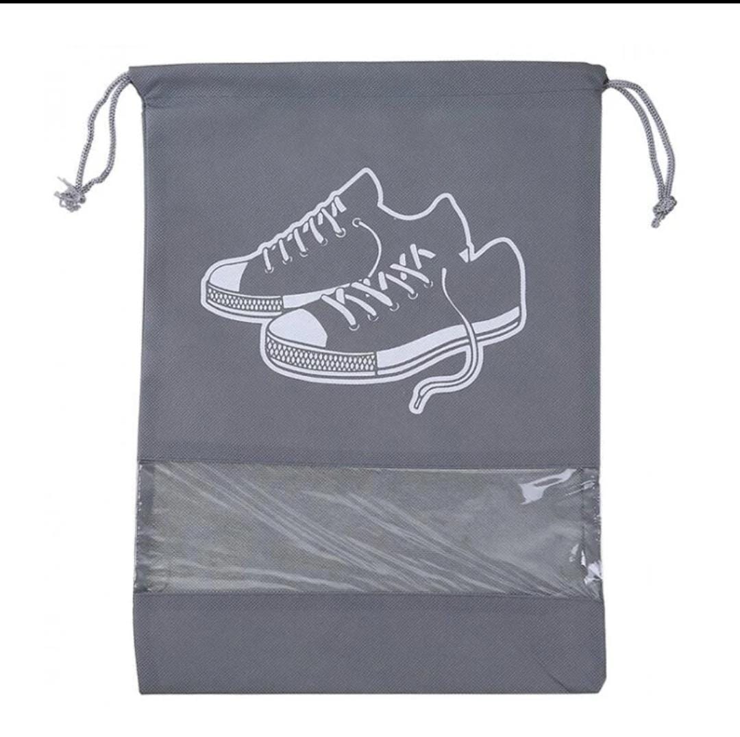 Non Woven Portable Shoe Storage Bag | Multifunction Travel/Storage Shoe Bag | 26.5x36cm, Navy Blue & Grey