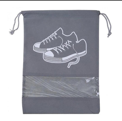 Non Woven Portable Shoe Storage Bag | Multifunction Travel/Storage Shoe Bag | 26.5x36cm, Navy Blue & Grey