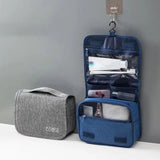 High Quality Foldable Cosmetic Bag | Portable Travel Toiletries Organizer with Hooks - Black, Blue, Grey