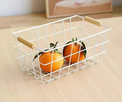 Metallic Organizer Baskets | 30x20x15.5cm White Iron Wire Storage for Fruits & More