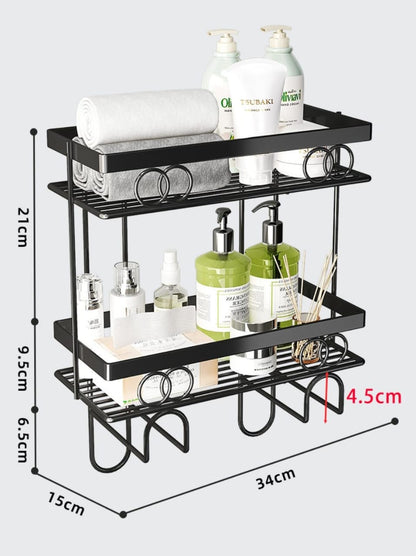 Over-the-Toilet Space-Saving Rack | 34x15x37cm Black Bathroom Organizer