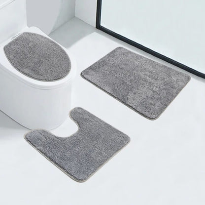 3 Piece Bathroom Toilet Mat Set | Absorbent & NonSlip |  Multiple Colors