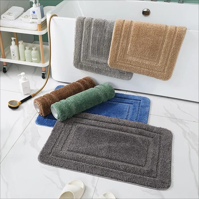 Flocking Anti-Slip Microfiber Door Mats | 50x80cm Bathroom Mats - Multiple Colors