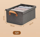 Closet Organizer with Cover | 50x30x26cm Storage Box - Grey,With handles,Foldable,Space Saving,