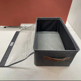 Closet Organizer with Cover | 50x30x26cm Storage Box - Grey,With handles,Foldable,Space Saving,