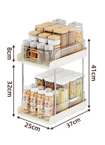 2 Tier Multipurpose Storage Rack | Spice, Cosmetic, and Perfume Organizer | 37x25x41cm