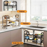 Multipurpose Under Sink  2 Tier Rack Organizer with Adjustable Width | Kitchen | Bathroom | Countertops